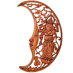 Панно из дерева Ганеша и месяц Panel With Animals варинант исполнения - 1 | Loft Concept в Новосибирске