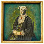 Картина в квадратной раме Chinoiserie Mops Dog Green Portrait варинант исполнения - 1 | Loft Concept в Новосибирске