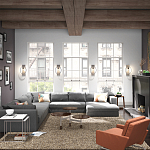 Бра цвета хром с круглой рамой и цилиндрическим прозрачным стеклянным плафоном на прямоугольном основании Feiss варинант исполнения - 4 | Loft Concept в Новосибирске