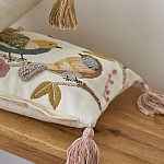 Чехол на подушку с кисточками и вышивкой птиц Ethnic mix Birds Rect варинант исполнения - 5 | Loft Concept в Новосибирске