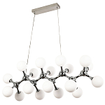 Линейная люстра с плафонами из стеклянных шаров Pearls Suspension Linear Chrome Chandelier варинант исполнения - 2 | Loft Concept в Новосибирске