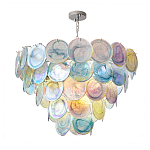 Люстра с каскадом из круглых разноцветных стеклянных дисков Mother of Pearl Iridescence варинант исполнения - 2 | Loft Concept в Новосибирске