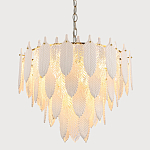 Люстра с декором из рельефного стекла в виде перьев Abelia Feather Chandelier 12 варинант исполнения - 3 | Loft Concept в Новосибирске