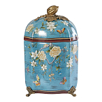 Ваза голубая с крышкой и цветочным узором Genuine Chinese Classics варинант исполнения - 1 | Loft Concept в Новосибирске