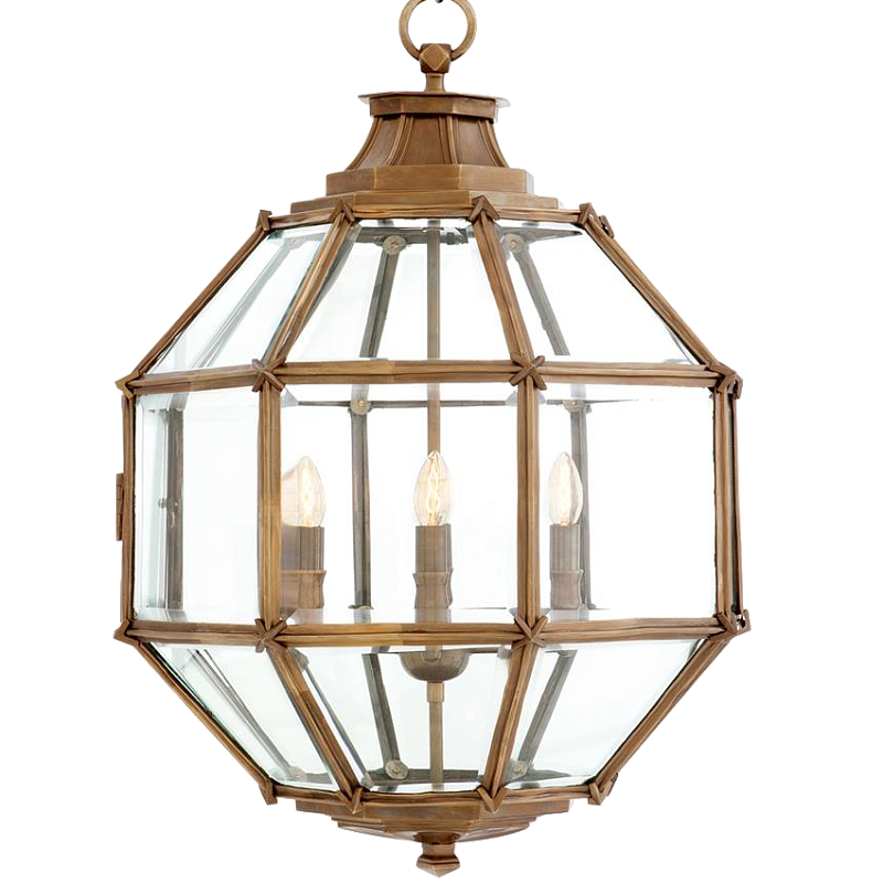 Люстра Lantern Owen Brass M Латунь Прозрачный (Transparent) в Новосибирске | Loft Concept 