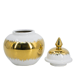 Ваза белая с крышкой и золотистыми фрагментами 24 см Chinoiserie Ceramics варинант исполнения - 2 | Loft Concept в Новосибирске