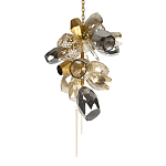 Люстра подвесная вытянутой формы с плафонами из стекла и металла с тремя вертикальными подвесками Gilded Mirage  варинант исполнения - 8 | Loft Concept в Новосибирске