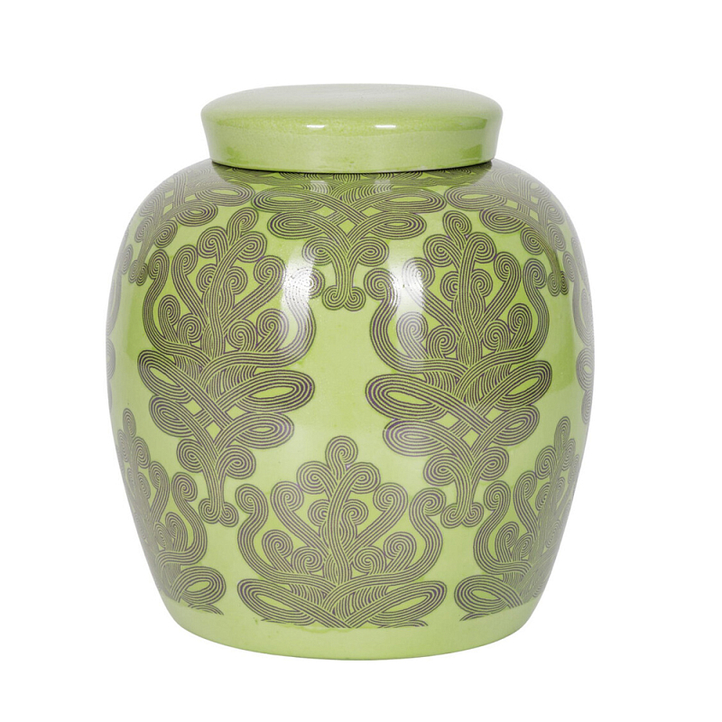 Банка с крышкой Porcelain Malachite Jar Зеленый в Новосибирске | Loft Concept 