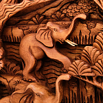 Панно из дерева пять слонов Panel With Animals варинант исполнения - 3 | Loft Concept в Новосибирске