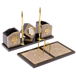 Настольный письменный набор из бежевого мрамора с часами Marble Accessory варинант исполнения - 2 | Loft Concept в Новосибирске