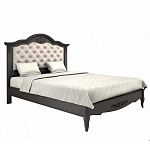 Кровать черная из массива бука с основанием и мягким изголовьем Black Provence варинант исполнения - 1 | Loft Concept в Новосибирске