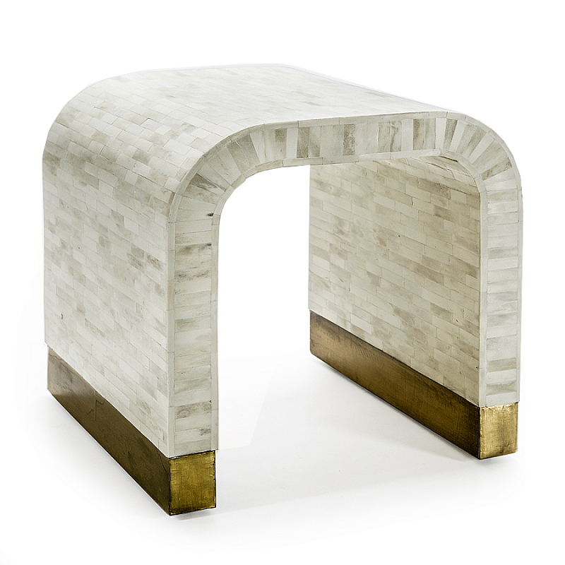Приставной столик BONE INLAY SIDE TABLE-Cream ivory ( слоновая кость ) Золотой в Новосибирске | Loft Concept 