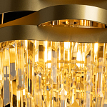 Люстра цвета матового золота с металлическими лентами и длинными прозрачными подвесками Gilded Waves варинант исполнения - 5 | Loft Concept в Новосибирске