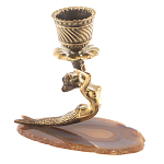 Подсвечник бронзовый из натурального камня агат Stone Candlestick варинант исполнения - 2 | Loft Concept в Новосибирске