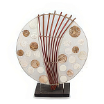 Настольная лампа из перламутра и дерева на подставке Indonesian Round Shell варинант исполнения - 3 | Loft Concept в Новосибирске