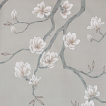 Обои ручная роспись Magnolia Canopy Original Colourway on Oyster Shell metallic silk варинант исполнения - 1 | Loft Concept в Новосибирске