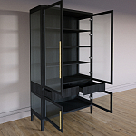 Витрина Primo со стеклянными фасадами и 2 ящиками Черный дуб варинант исполнения - 9 | Loft Concept в Новосибирске