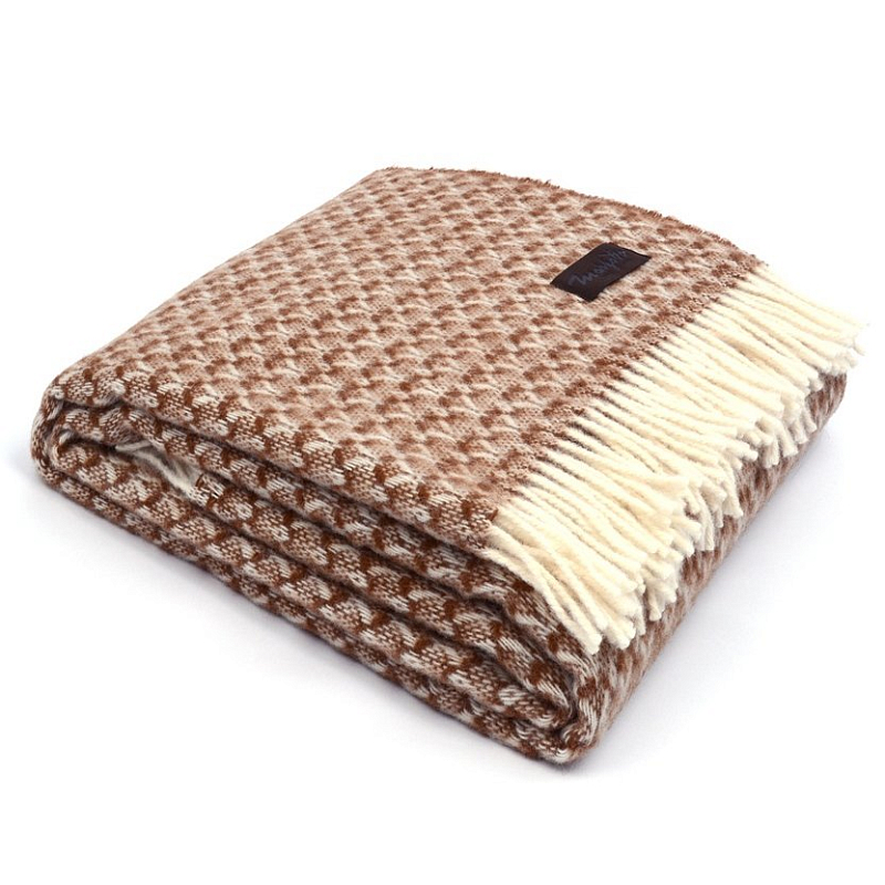 Плед BRIAS TRIANGLE 1200 Marzotto Бежево-серый Коричневый в Новосибирске | Loft Concept 