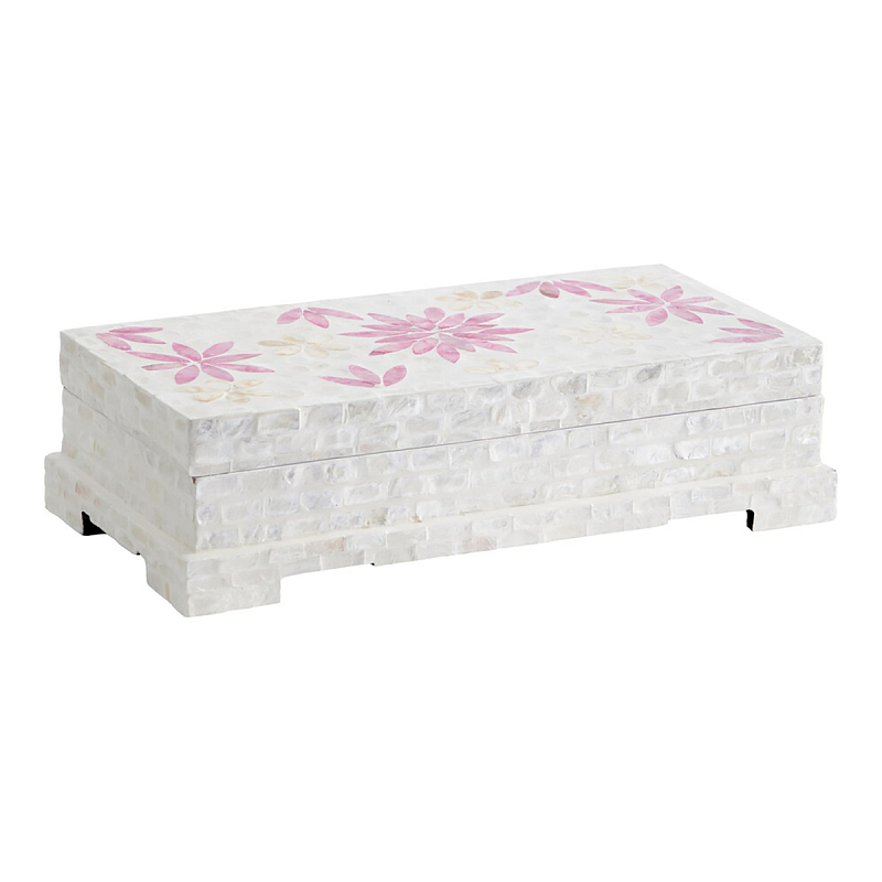 Шкатулка Oceane Bone Inlay White Белый Розовый Шкатулка Oceane Bone Inlay White Белый Розовый в Новосибирске | Loft Concept