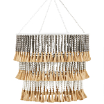 Люстра трехъярусная с декором из круглых деревянных бусин с кисточками Gray Brown Wooden Beads Chandelier варинант исполнения - 3 | Loft Concept в Новосибирске