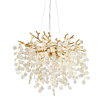 Люстра подвесная золотого цвета с декоративными ветвями и прозрачными рельефными подвесками FAIRYTREE Light варинант исполнения - 1 | Loft Concept в Новосибирске