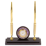 Часы настольные с двумя ручками из натурального камня Stone Clock варинант исполнения - 1 | Loft Concept в Новосибирске