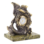 Часы настольные бронзовые в виде русалочки из натурального камня Змеевик Mermaid Stone Clock варинант исполнения - 3 | Loft Concept в Новосибирске