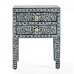 Тумбочка прикроватная White Pearl BEDSIDE CABINET 2 blue DRAWER варинант исполнения - 1 | Loft Concept в Новосибирске