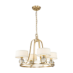 Люстра цвета латунь с 4-мя тканевыми абажурами и стеклянными шарами Quoizel варинант исполнения - 2 | Loft Concept в Новосибирске