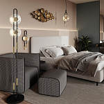 Торшер с 2-мя прозрачными стеклянными плафонами и золотистыми декоративными вставками Virelia варинант исполнения - 2 | Loft Concept в Новосибирске