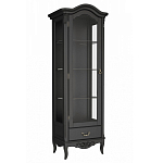 Витрина черная однодверная из массива бука с 4-мя полками и ящиком Black Provence варинант исполнения - 1 | Loft Concept в Новосибирске