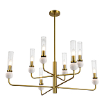 Люстра с 8-ю плафонами в форме стеклянных трубок и мраморных декоративных элементов Montreal варинант исполнения - 9 | Loft Concept в Новосибирске