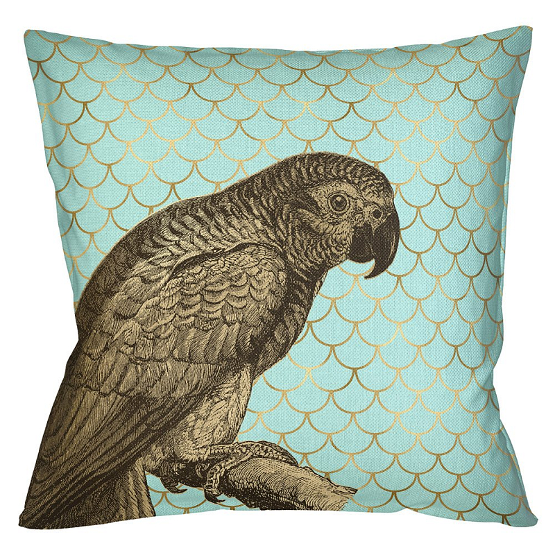 Подушка Safari light blue parrot Бирюзовый Глянцевое золото Подушка Safari light blue parrot Бирюзовый Глянцевое золото в Новосибирске | Loft Concept