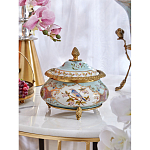 Шкатулка с крышкой из голубого фарфора с риунком птиц и цветов Blue Garden варинант исполнения - 3 | Loft Concept в Новосибирске