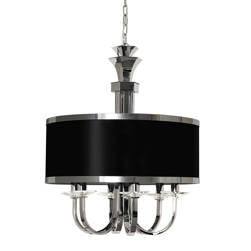 Люстра подвесная круглая с черным абажуром и чашей крепления в форме многогранника Natural Concepts Хром Сталь Золотой в Новосибирске | Loft Concept 