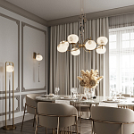 Подвесной светильник с шарообразным плафоном из белого стекла с подвеской из камня и кисточкой Agatelle варинант исполнения - 5 | Loft Concept в Новосибирске