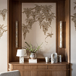 Обои с вышивкой ручной работы Deco Wisteria ﻿Midas colourway on Liso Pearl wool sateen варинант исполнения - 4 | Loft Concept в Новосибирске