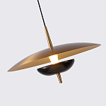 Подвесной светильник с золотым металлическим плафоном округлой формы и декоративным элементом из чёрного мрамора Midnight Grace  варинант исполнения - 2 | Loft Concept в Новосибирске