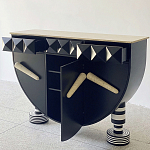 Дизайнерский комод полукруглый черный с 3-мя фактурным ящиками Occasion варинант исполнения - 2 | Loft Concept в Новосибирске