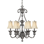 Люстра с 7-ю кремовыми текстильными абажурами Hinkley варинант исполнения - 1 | Loft Concept в Новосибирске