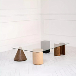 Дизайнерский журнальный стол с прозрачной столешницей и ножками в форме геометрических фигур Pytusin варинант исполнения - 1 | Loft Concept в Новосибирске