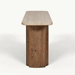 Консоль с овальной столешницей и фактурным деревянным основанием Enzo варинант исполнения - 1 | Loft Concept в Новосибирске