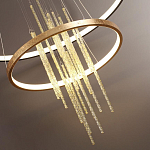 Люстра подвесная с 2-мя круглыми подвесами в черном и золотистом цвете и вертикальными подвесками Ring Horizontal варинант исполнения - 3 | Loft Concept в Новосибирске