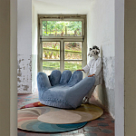 Дизайнерское плюшевое кресло в форме руки голубое Poltronova Joe Plush Baby Blue Armchair варинант исполнения - 4 | Loft Concept в Новосибирске