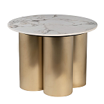 Стол журнальный круглый керамогранит белый Keramos варинант исполнения - 1 | Loft Concept в Новосибирске