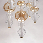 Люстра с плафонами из прозрачного и янтарного стекла в виде шаров и ромбов Gabriel Scott Luna варинант исполнения - 10 | Loft Concept в Новосибирске