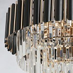 Люстра из черного металла с многоярусными подвесками из прозрачного хрусталя на золотой цепи Empire Black Chandelier Crystal варинант исполнения - 5 | Loft Concept в Новосибирске