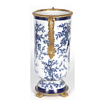 Ваза с бронзовыми ручками и синим цветочным узором Blue & White Ornament варинант исполнения - 3 | Loft Concept в Новосибирске