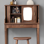 Туалетный стол деревянный с ящиком и зеркалом Moon Walnut Furniture варинант исполнения - 5 | Loft Concept в Новосибирске