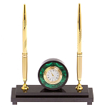 Часы настольные с двумя ручками из натурального камня Stone Clock варинант исполнения - 6 | Loft Concept в Новосибирске